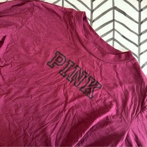 Victoria's Secret PINK Size S Maroon Cropped Long Sleeve Tee Shirt